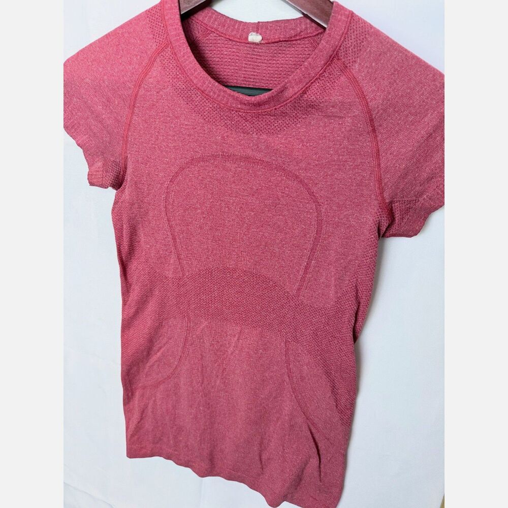 Lululemon Swiftly Tech SS Top Size 4 Heather Red Pink Athletic Activewear